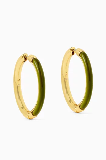 أقراط دائرية بتصميم متداخل راتنج ونحاس بلون ذهبي