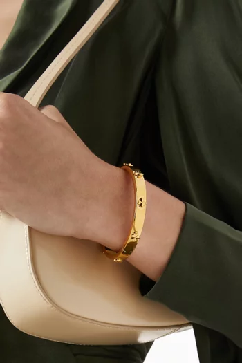 Spade Flower Hinge Bangle in Gold-tone Brass