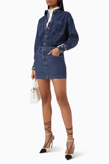 فستان قصير بأزرار دينم