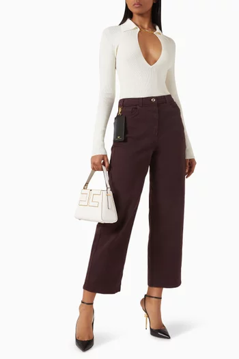 بنطال جينز قصير بقصة ساق مستقيمة دينم