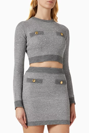 Sequin-embellished Crop Sweater