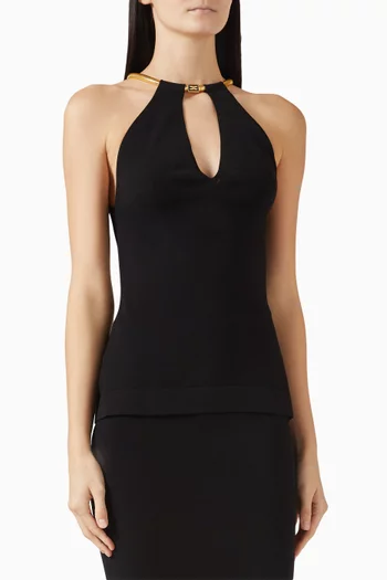 Logo Necklace Top in Jersey