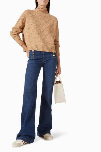 Jacquard Diamond Turtleneck Sweater in Knit