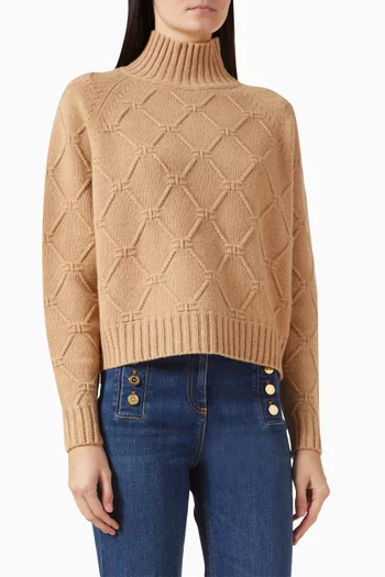 Jacquard Diamond Turtleneck Sweater in Knit