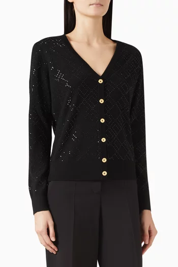 Bead-embellished Cardigan in Wool