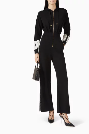 Logo Hooded Jumpsuit in Viscose-knit