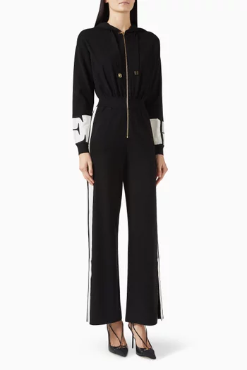 Logo Hooded Jumpsuit in Viscose-knit