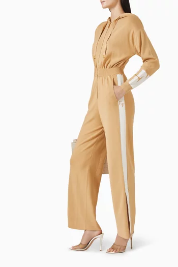 Logo Hooded Jumpsuit in Viscose-knit
