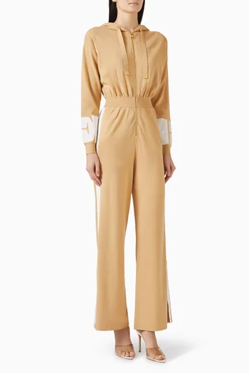 Logo Hooded Jumpsuit in Viscose-knit