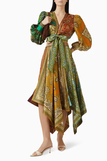 بلوزة كليمنزا قصيرة بنقشة مقسومة حرير