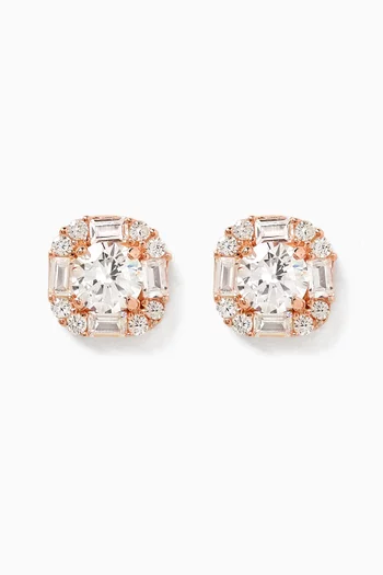 Crystal Stud Earrings in Rose Gold-plated Sterling Silver