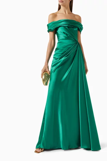 Elanie Off-shoulder Gown in Satin