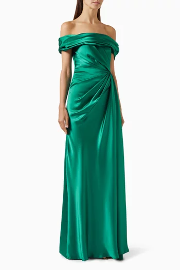 Elanie Off-shoulder Gown in Satin