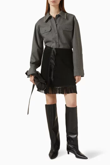 قميص بأشرطة مطرزة بالخرز صوف قنب