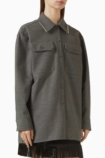 قميص بأشرطة مطرزة بالخرز صوف قنب