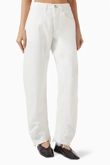 بنطال جينز ممزق بقصة ساق مستقيمة دينم