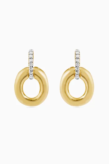 Circle Diamond Drop Earrings in 18kt Gold