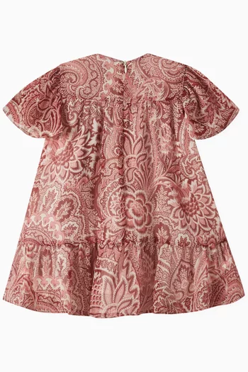 Paisley Print Ruffle Dress in Cotton