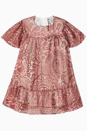 Paisley Print Ruffle Dress in Cotton