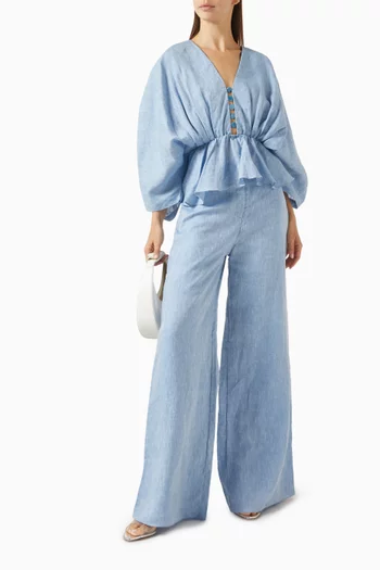 Abigail Beaded Top in Linen
