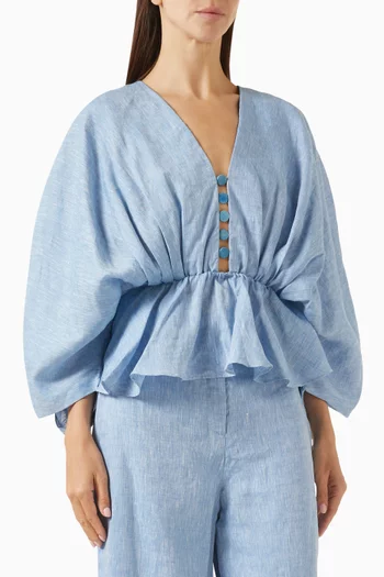 Abigail Beaded Top in Linen