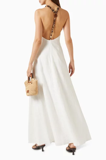 Dakota Beaded Dress in Linen