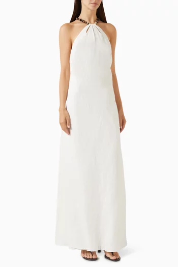 Dakota Beaded Dress in Linen