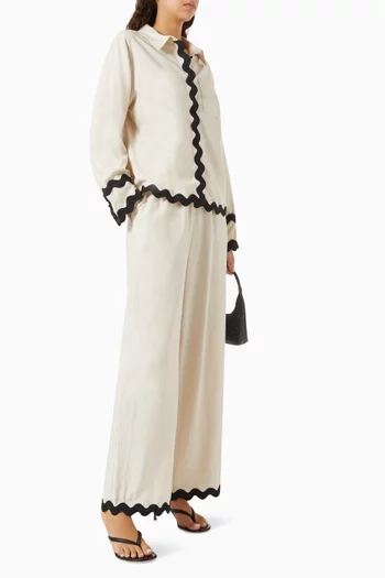 Yastally Scalloped-trim Pants
