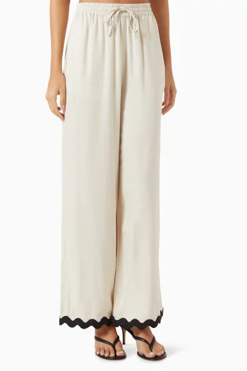 Yastally Scalloped-trim Pants