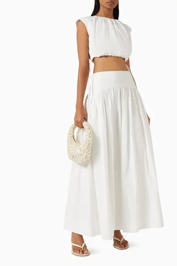 Campbell Gathered Maxi Skirt in Cotton Blend