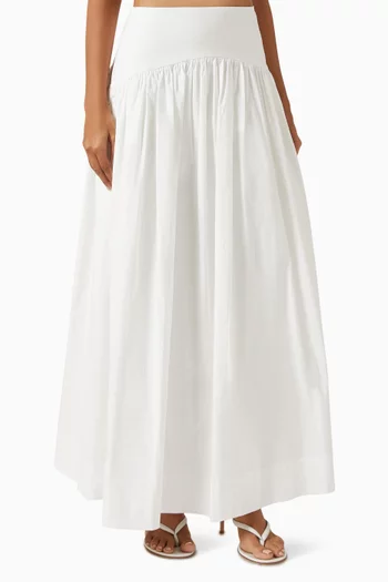 Campbell Gathered Maxi Skirt in Cotton Blend