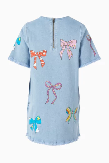 Bow-print Dress in Denim