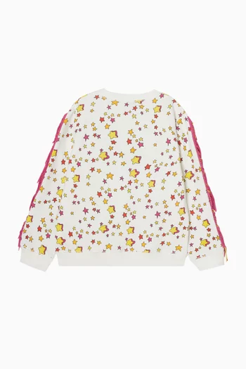 Star Graphic Fringed Sweatshirt