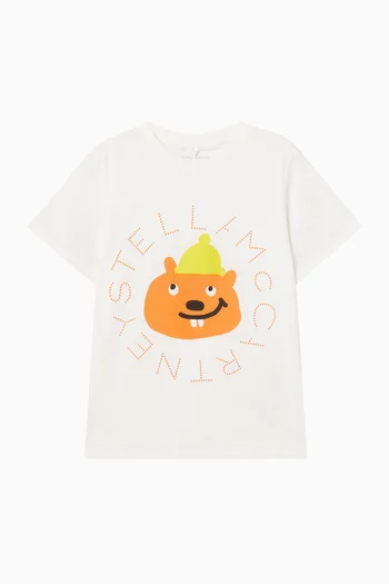 Beaver Logo Printed T-shirt in Organic Cotton