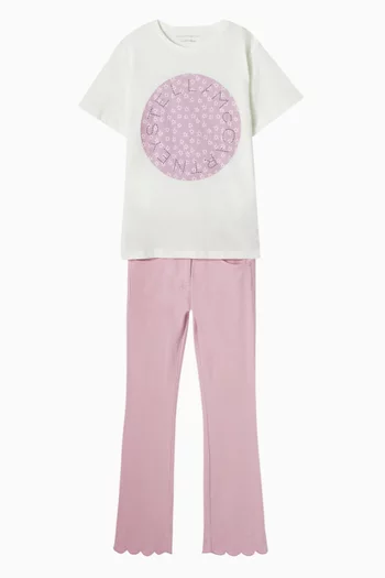 Scalloped-hem Straight-leg Pants in Denim