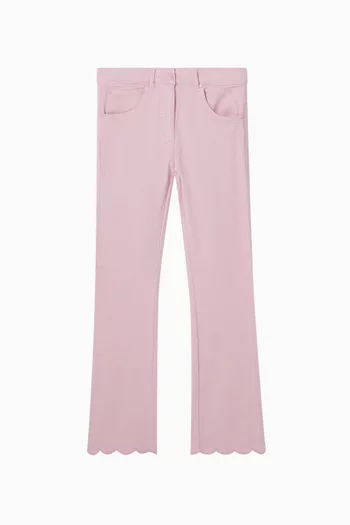 Scalloped-hem Straight-leg Pants in Denim