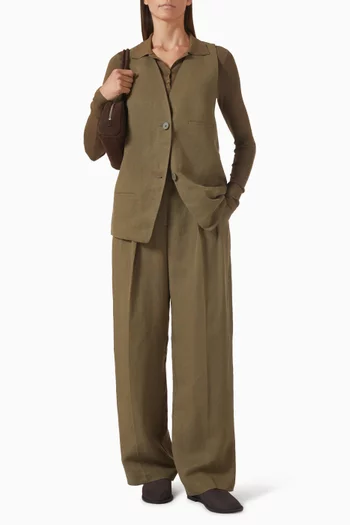 بنطال دايتونا بطيّات مزيج كتان