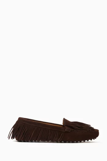 Mindy Fringed Loafers in Suede