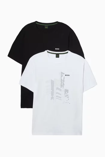 طقم تي شيرت مزين بطبعات، قطعتان