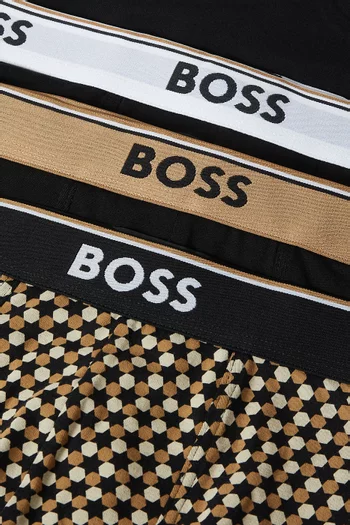 طقم بوكسر بشعار الماركة قطن مطاطي، 3 قطع