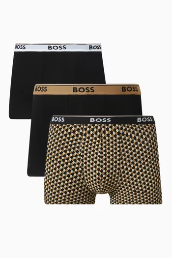 طقم بوكسر بشعار الماركة قطن مطاطي، 3 قطع