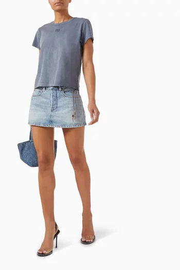 سكورت بخصر مرتفع وحزام سلسلة دينم
