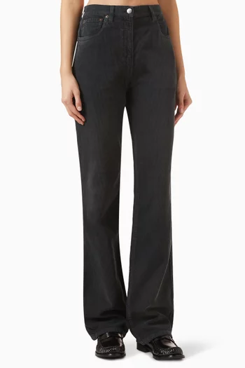 بنطال بحافة واسعة قطن مخملي مضلع