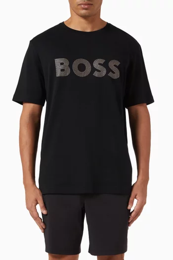 تي شيرت بطبعة شعار الماركة قطن