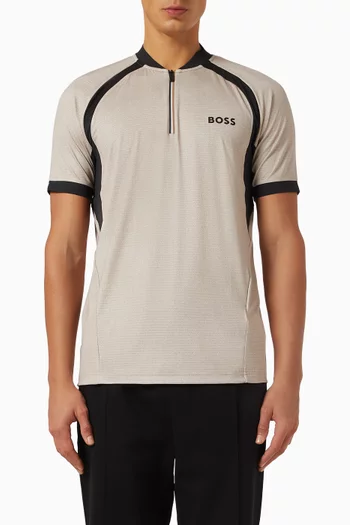 تي شيرت بولو بياقة وسحّاب جيرسيه شبكي