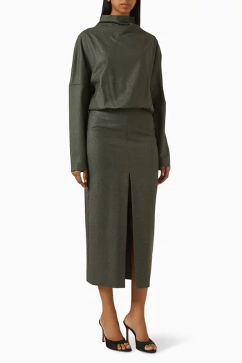 Mileva Midi Dress in Virgin Wool