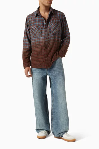 Script Dip Dye Check Shirt in Cotton