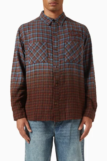 Script Dip Dye Check Shirt in Cotton