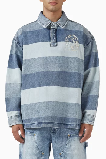 Script Rugby Shirt in Denim