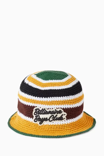 Crochet Stripe Bucket Hat in Cotton